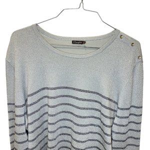 J Mclaughlin Size XL Top Gold Black Metallic Striped Knit Womens Shirt